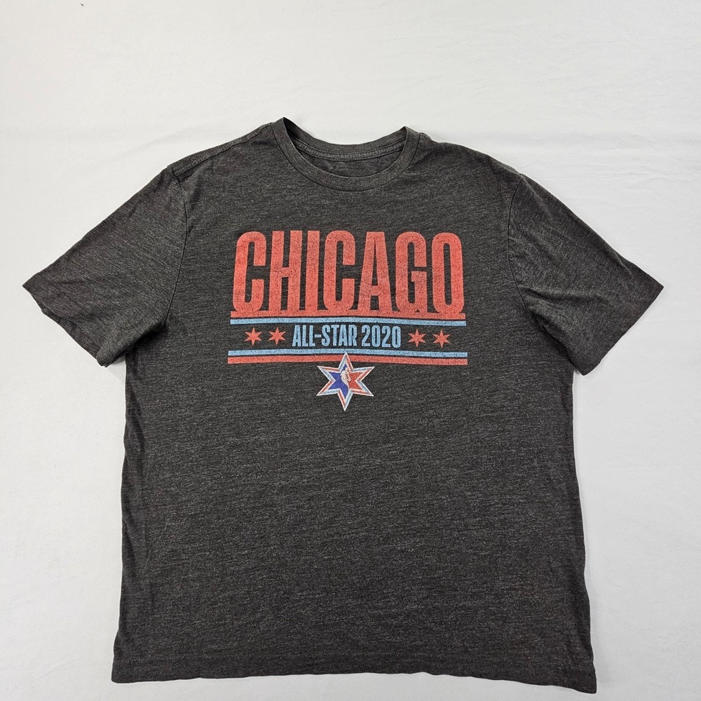 NBA All Star Game Chicago 2020 Gray Short Sleeve T-Shirt Men's M/L - Picture 1 of 7